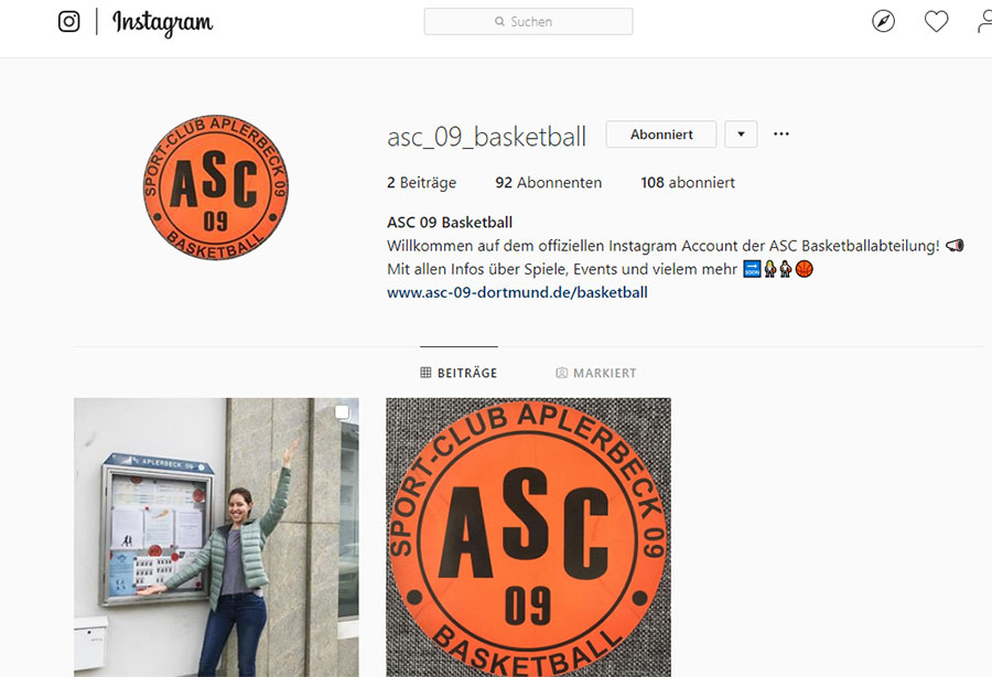 ASC-Basketball jetzt auch bei Instagram