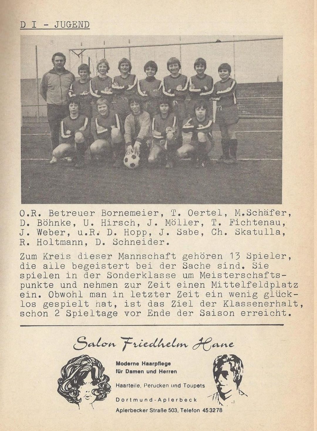 Blick in die Vergangenheit - Saison 1976/77 - D1-Junioren - ASC09Dortmund