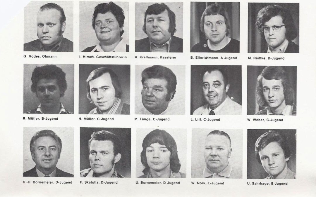 Blick in die Vergangenheit – frühe 70er-Jahre – Vorstandsteam und Trainerkader